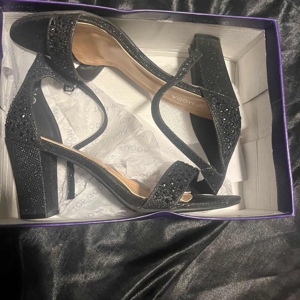Black Glitter Heels